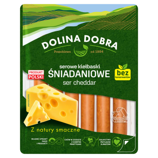 DOLINA DOBRA Serowe kiełbaski śniadaniowe ser cheddar