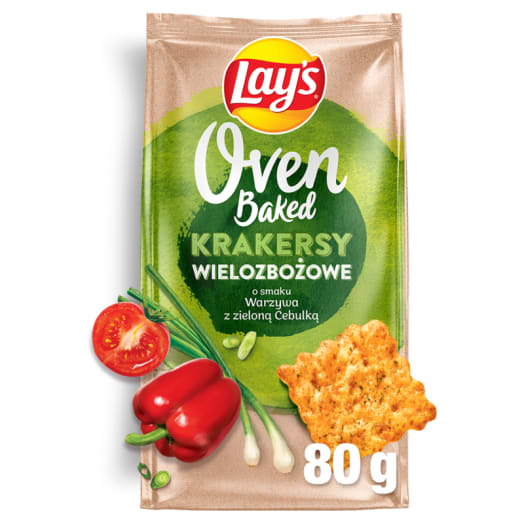 LAY'S Oven Baked Krakersy wielozbożowe o smaku warzyw z zieloną cebulką