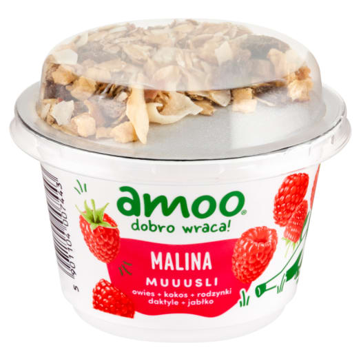 AMOO Vegangurt roślinny produkt fermentowany malina z museli