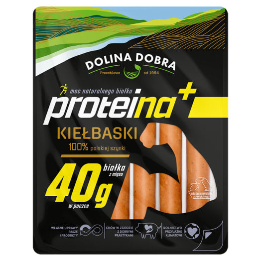 DOLINA DOBRA Kiełbaski proteina + 100% polskiej szynki