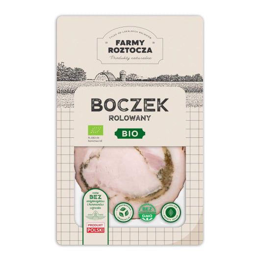 FARMY ROZTOCZA Boczek rolowany w plastrach bio