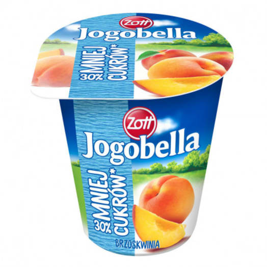 ZOTT Jogobella 30% mniej cukrów Jogurt brzoskwiniowy